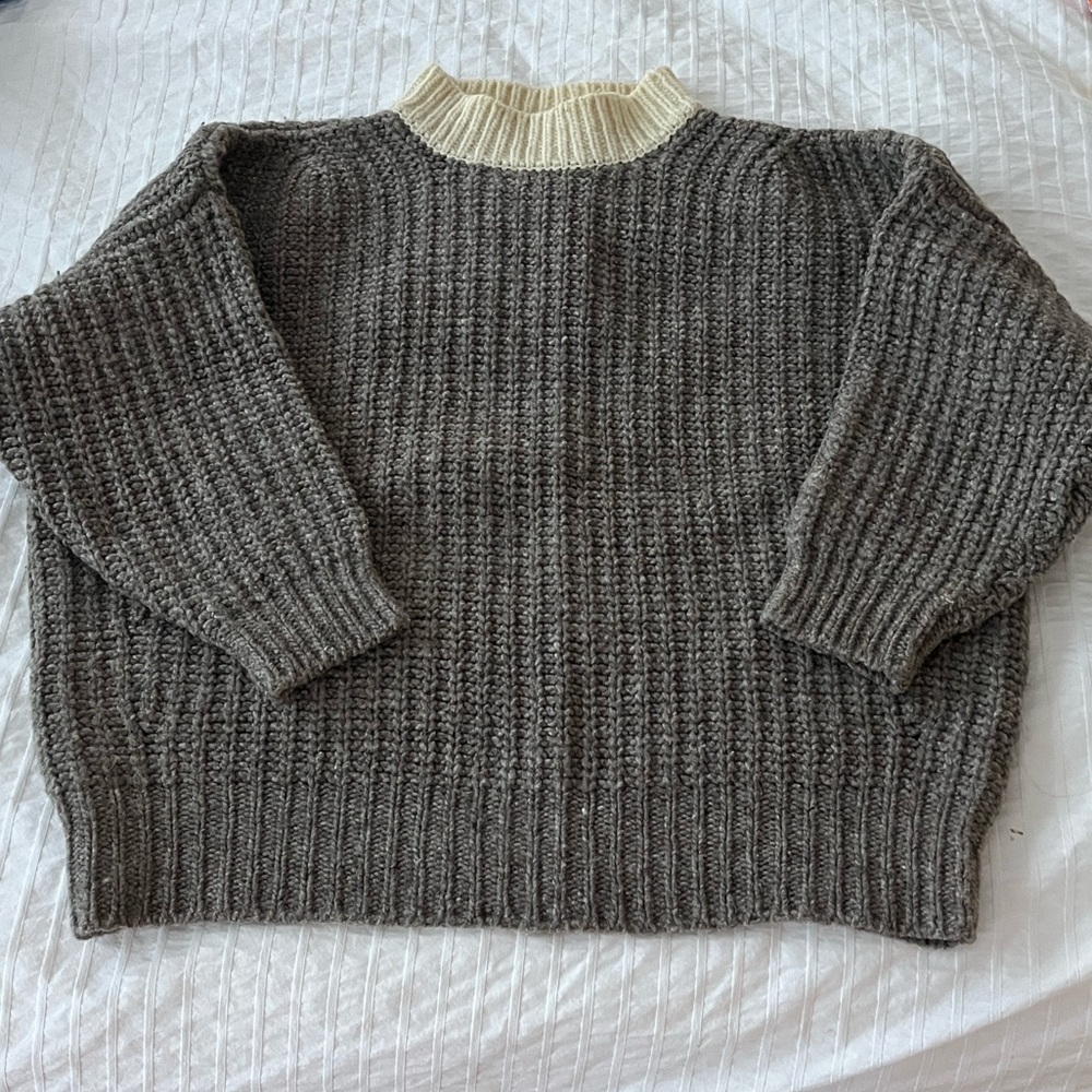 Babaa Oversized Jumper no 19 in Dark Mist/Natural Contrast